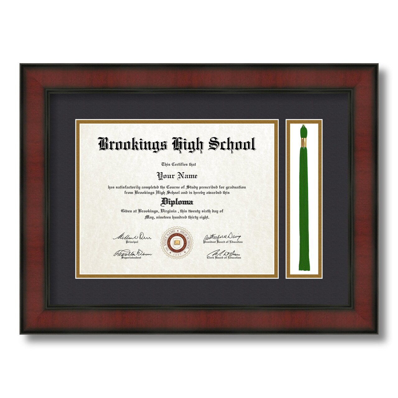 ArtToFrames 8.5x11 inch Diploma Frame with Tassel Opening - Framed with Black and Gold Mats, Comes with Regular Glass and Sawtooth Hanger for Wall Hanging (DT-8.5x11)